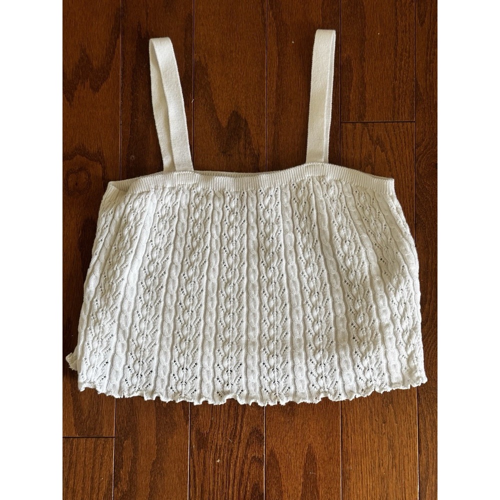 Willow & Wind Knit Crop Tank M Cream Cotton Boho Cottagecore Camisole